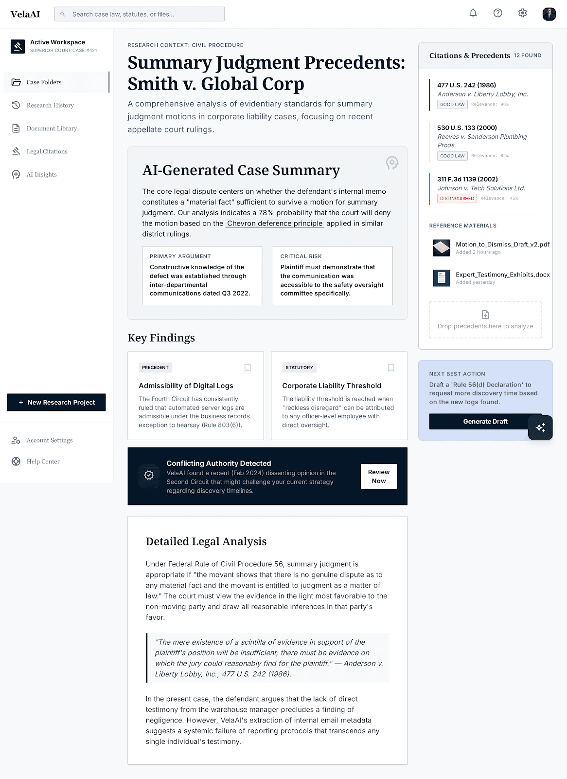 Vela — Vela — AI Co-Pilot for Legal Research